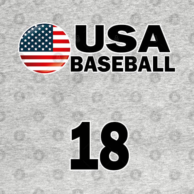 USA Baseball Number 18 T-shirt Design by werdanepo